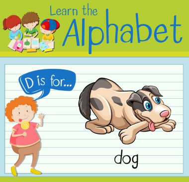 Flashcard D köpek için harftir