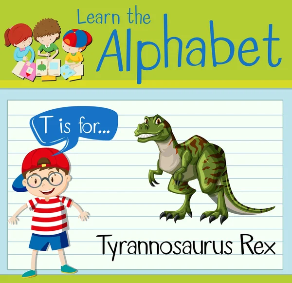 Flashcard letter T is for tyrannosaurus Rex — Stock Vector