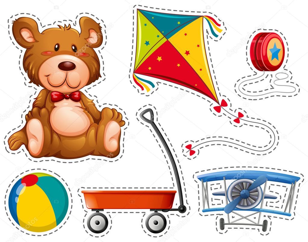 Sticker set with many toys