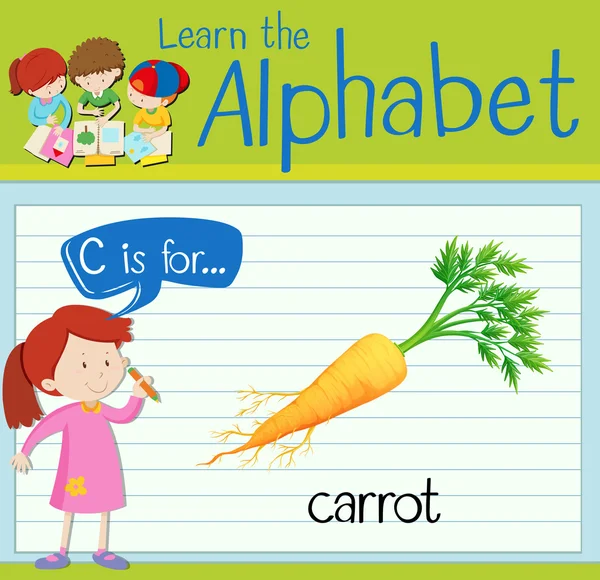Flashcard lettre C est pour la carotte — Image vectorielle