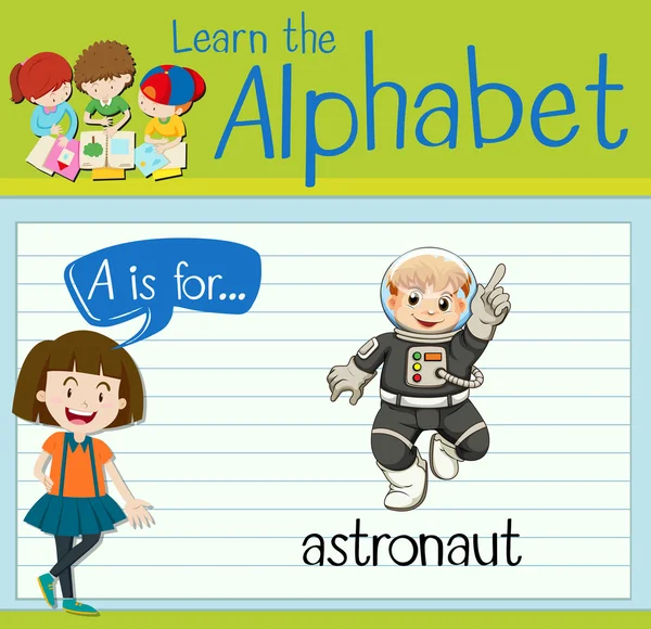 Flashcard letter A is for astronaut — Stock Vector