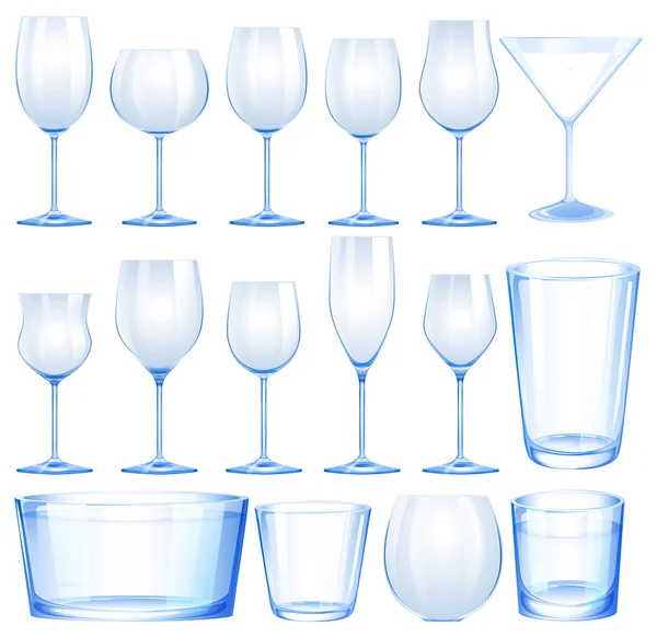 Set of wine glasses and cups — Stock Vector