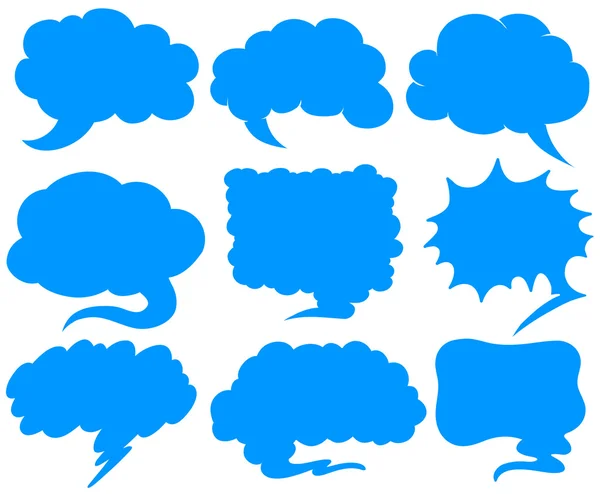 Bulles de parole bleues sous différentes formes — Image vectorielle