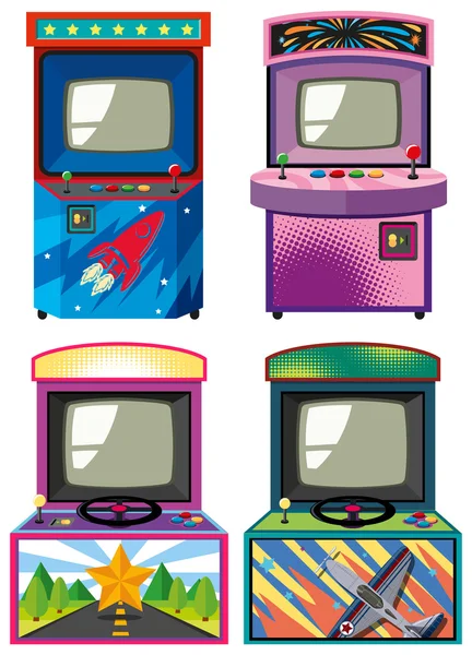 Cuatro diseños de cajas de juego arcade — Archivo Imágenes Vectoriales
