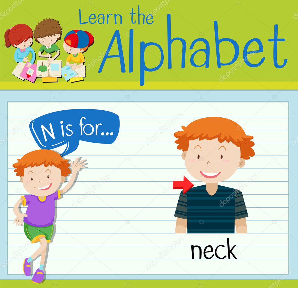 Flashcard letter N is for neck