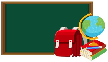 Yazı tahtası ve diğer okul nesneleri