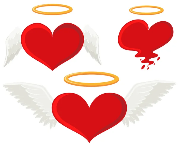 Corazón con alas de ángel — Vector de stock