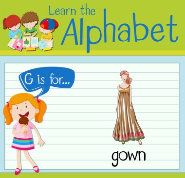 Flashcard G elbise için harftir