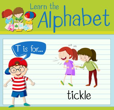 Flashcard letter T is for tickle clipart