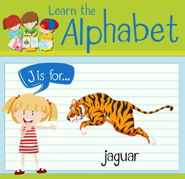 Flashcard J jaguar için harftir