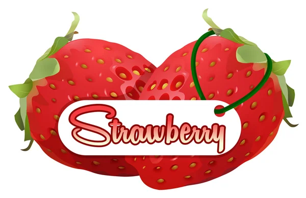 Design d'étiquette avec fraise fraîche — Image vectorielle