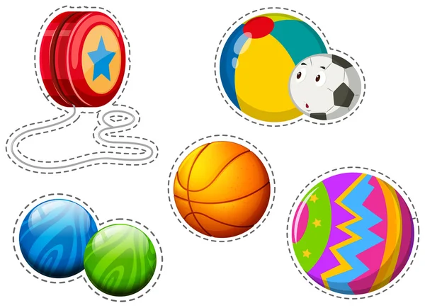 Adesivo set di palline diverse — Vettoriale Stock