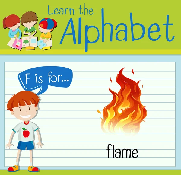 Flashcard letter F is for flame — Stock Vector