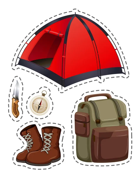 Camping set with tent and other objects