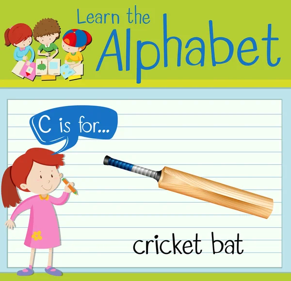 Flashcard litera C jest dla cricket bat — Wektor stockowy