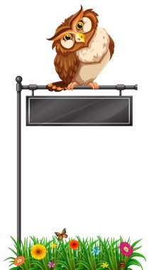 Siyah işareti üzerinde baykuş duran