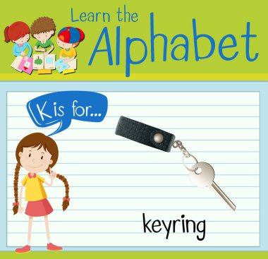 Flashcard alfabe K Anahtarlık için olduğunu