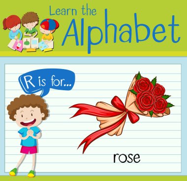 Flashcard alfabesi R rose için olduğunu