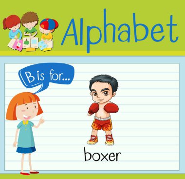 Flashcard alfabe B boksör için olduğunu