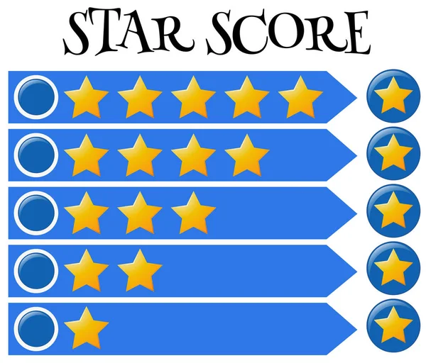 Barra de puntuación con estrellas en banner azul — Vector de stock