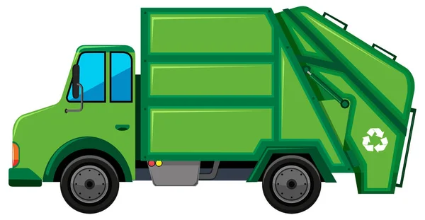 Camión de basura con signo de reciclaje — Vector de stock
