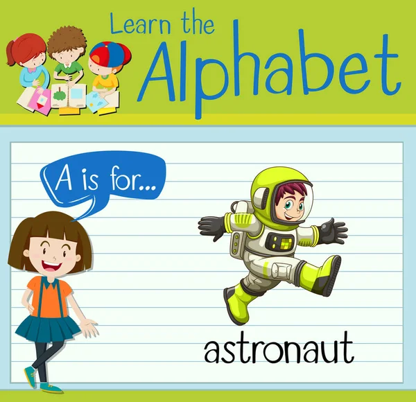 Flashcard letter A is for astronaut — Stock Vector