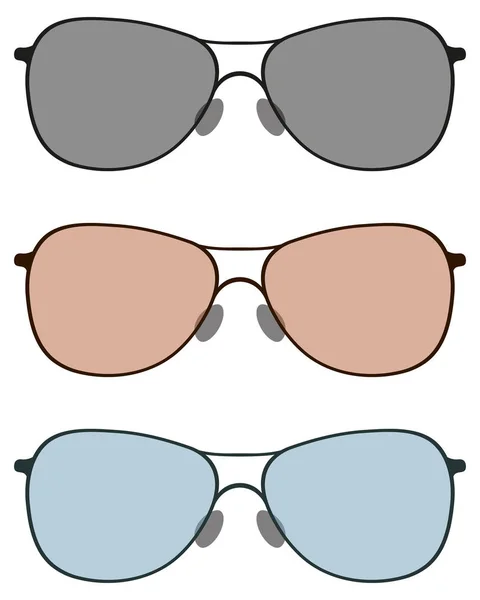 Gafas de sol en tres lentes de color — Vector de stock