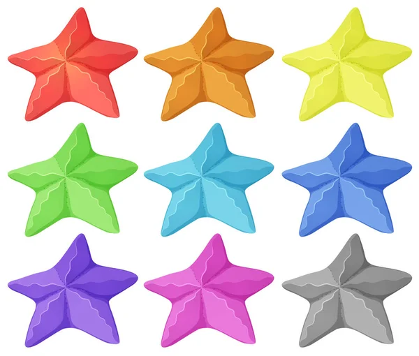 Tengeri csillag kilenc különböző színekben — Stock Vector
