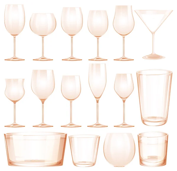 Verschillende soorten glazen — Stockvector