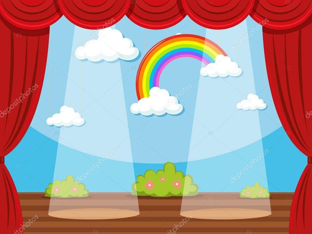 Stage With Rainbow In Backdrop Stock Vector C Blueringmedia 129508212