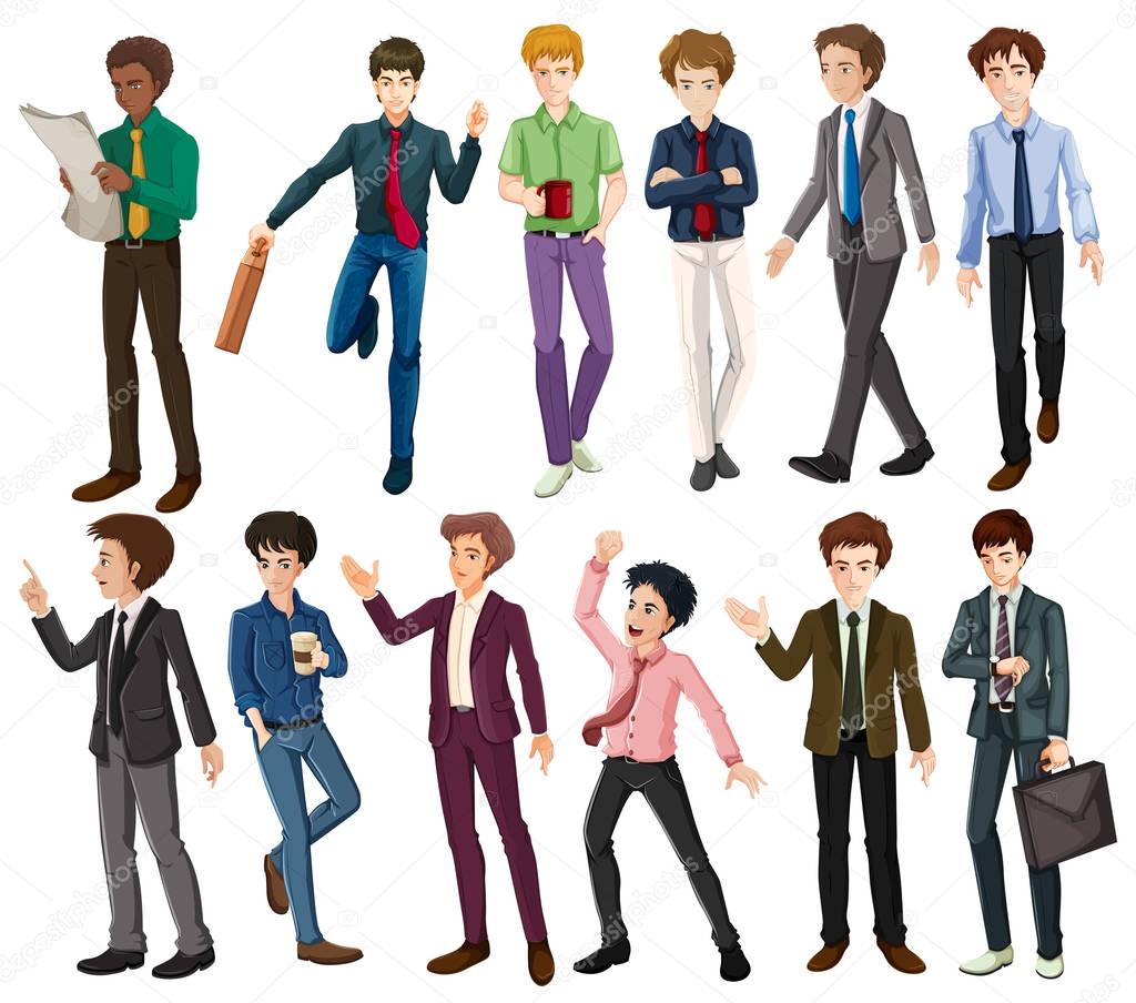 Businessmen in different clothes — Stock Vector © blueringmedia #129508290