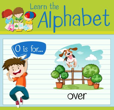 Flashcard letter O is for over clipart