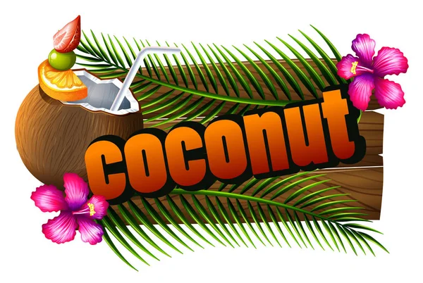 Font design med ordet kokos — Stock vektor