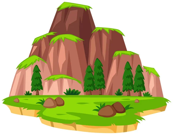 Scène avec des montagnes sur l'île — Image vectorielle
