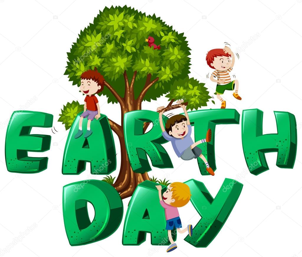 Font design with word earth day