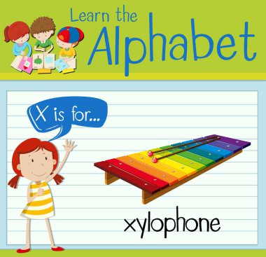 Flashcard X ksilofon için harftir