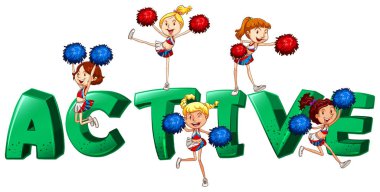 Word arka planda cheerleaders ile etkin için yazı tipi tasarım