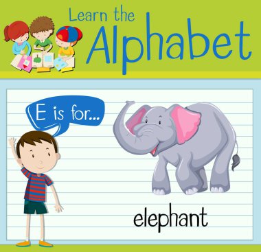 Flashcard E fil için harftir