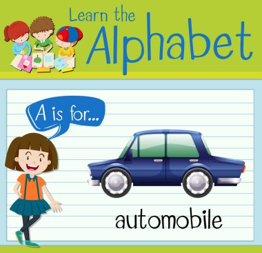 flashcard mektup bir otomobil için