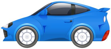 Beyaz zemin üzerine mavi yarış araba