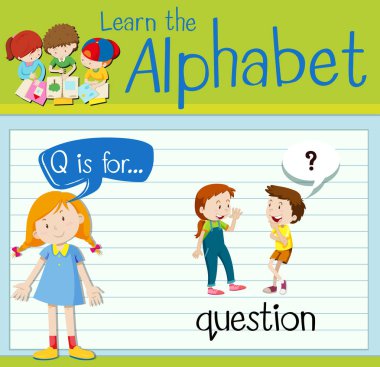 Flashcard harf Q için sorudur