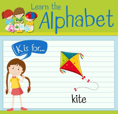 Flashcard harf K için uçurtma olduğunu