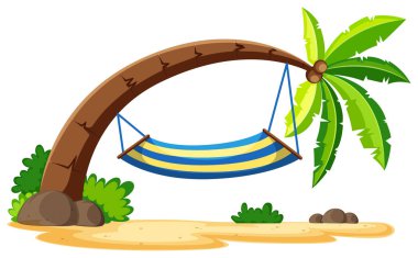 Hindistan cevizi ağacı hamak ile sahne