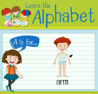 Flashcard harf A için koludur
