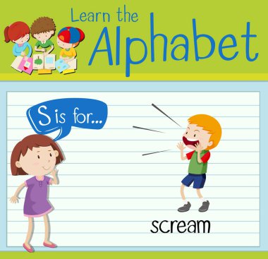 Flashcard Harf S için çığlık olduğunu