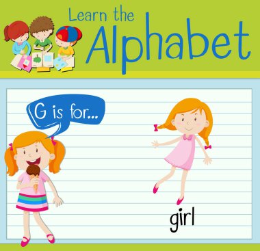 Flashcard harf G için kızdır