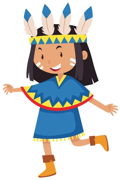 Little girl ubrany jak native american indian — Wektor stockowy