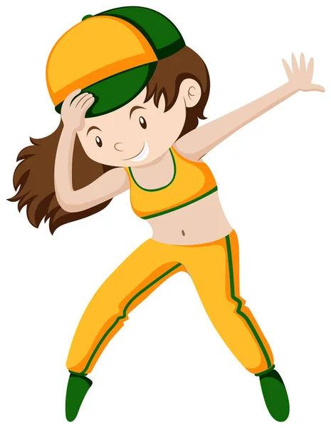 Chica feliz haciendo breakdance — Vector de stock