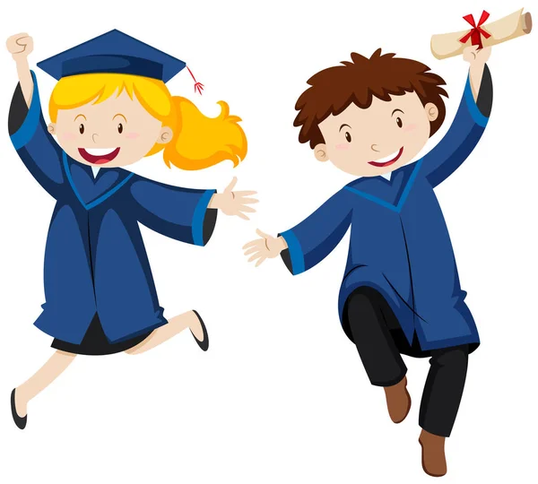 Graduation ceremony with two students — Stock Vector