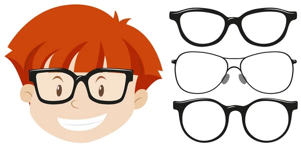 男孩和不同设计的眼镜 — 图库矢量图片